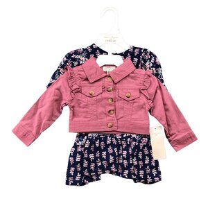 NWT Nanette Lepore Girls 12M Dress Jacket 2 Piece Outfit Pink Floral Fall Spring